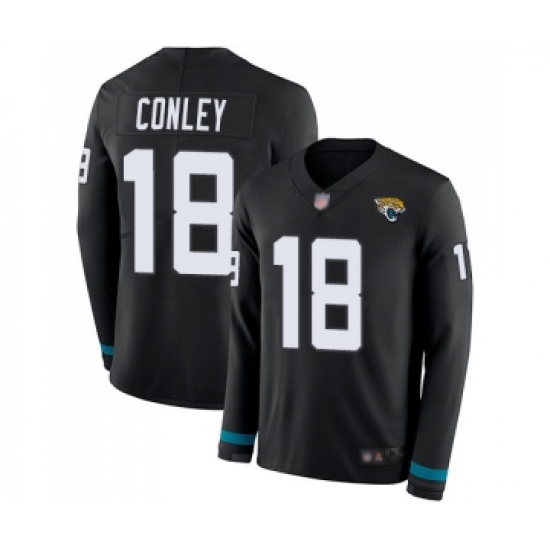 Youth Jacksonville Jaguars 18 Chris Conley Limited Black Therma Long Sleeve Football Jersey