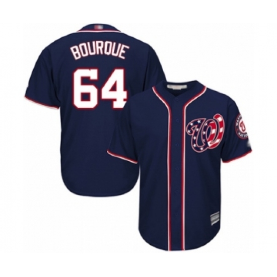 Youth Washington Nationals 64 James Bourque Authentic Navy Blue Alternate 2 Cool Base Baseball Player Jersey