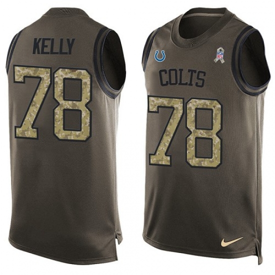 Men's Nike Indianapolis Colts 78 Ryan Kelly Limited Green Salute to Service Tank Top NFL Jersey