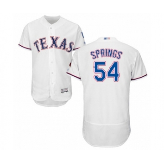 Men's Texas Rangers 54 Jeffrey Springs White Home Flex Base Authentic Collection Baseball Player Jersey