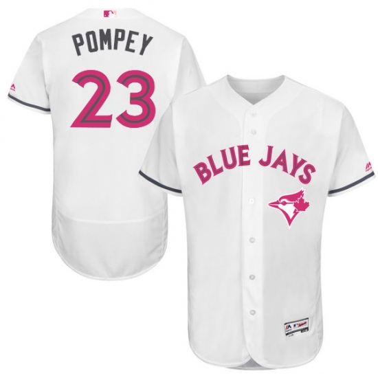 Men's Majestic Toronto Blue Jays 23 Dalton Pompey Authentic White 2016 Mother's Day Fashion Flex Base MLB Jersey