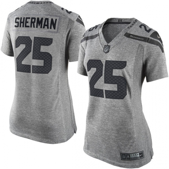 Women's Nike Seattle Seahawks 25 Richard Sherman Limited Gray Gridiron NFL Jersey