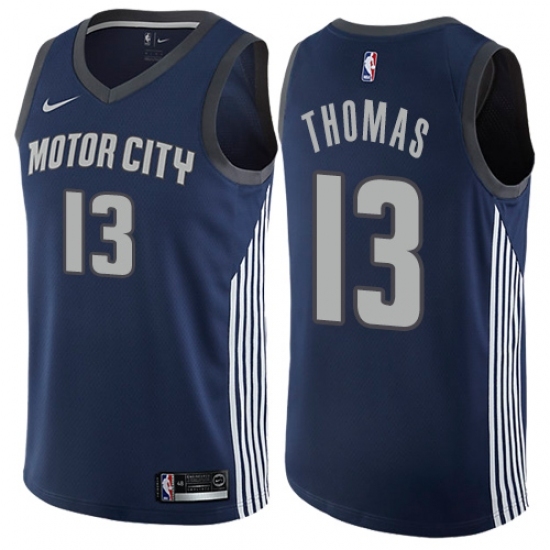 Men's Nike Detroit Pistons 13 Khyri Thomas Authentic Navy Blue NBA Jersey - City Edition