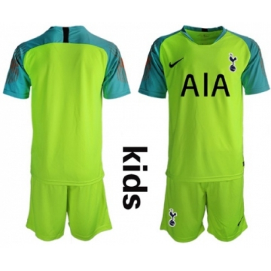 Tottenham Hotspur Blank Shiny Green Goalkeeper Kid Soccer Club Jersey