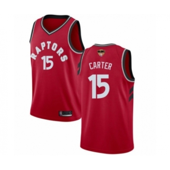 Men's Toronto Raptors 15 Vince Carter Swingman Red 2019 Basketball Finals Bound Jersey - Icon Edition