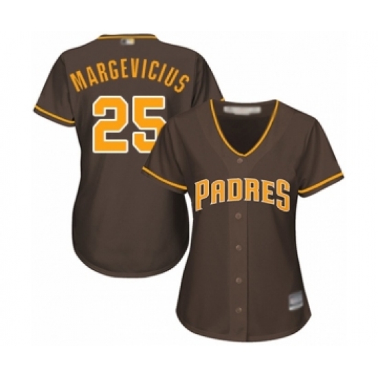 Women's San Diego Padres 25 Nick Margevicius Authentic Brown Alternate Cool Base Baseball Player Jersey