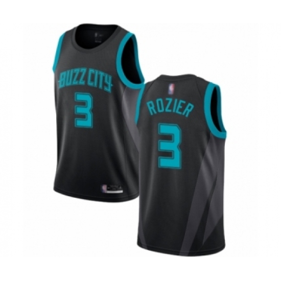 Men's Jordan Charlotte Hornets 3 Terry Rozier Authentic Black Basketball Jersey - 2018 19 City Edition