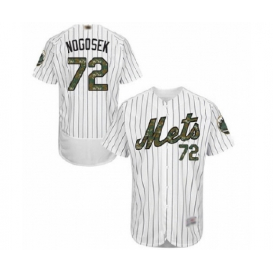 Men's New York Mets 72 Stephen Nogosek Authentic White 2016 Memorial Day Fashion Flex Base Baseball Player Jersey