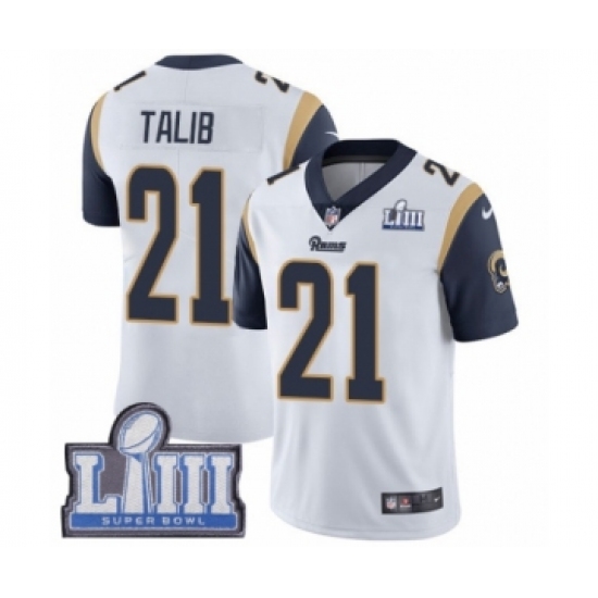 Youth Nike Los Angeles Rams 21 Aqib Talib White Vapor Untouchable Limited Player Super Bowl LIII Bound NFL Jersey