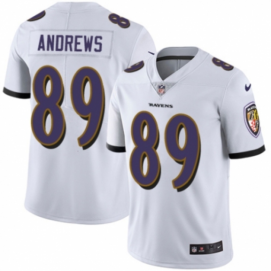 Youth Nike Baltimore Ravens 89 Mark Andrews White Vapor Untouchable Limited Player NFL Jersey