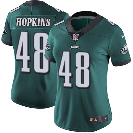 Women's Nike Philadelphia Eagles 48 Wes Hopkins Midnight Green Team Color Vapor Untouchable Limited Player NFL Jersey