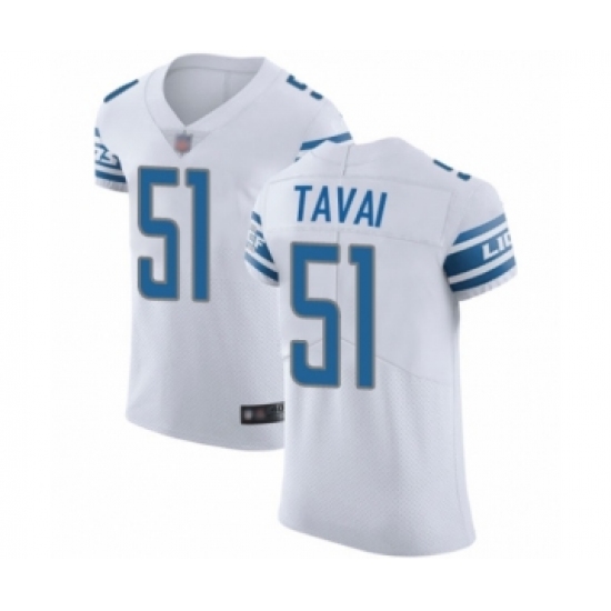 Men's Detroit Lions 51 Jahlani Tavai White Vapor Untouchable Elite Player Football Jersey