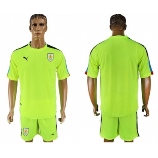 Uruguay Blank Shiny Green Goalkeeper Soccer Country Jersey