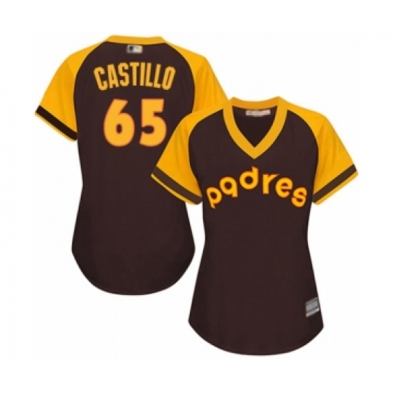 Women's San Diego Padres 65 Jose Castillo Authentic Brown Alternate Cooperstown Cool Base Baseball Player Jersey