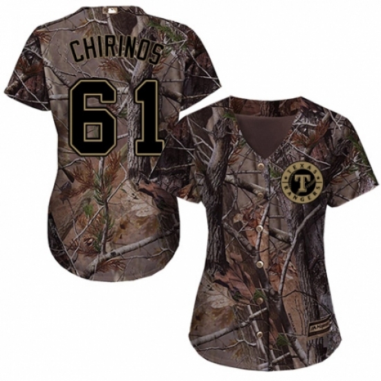 Women's Majestic Texas Rangers 61 Robinson Chirinos Authentic Camo Realtree Collection Flex Base MLB Jersey