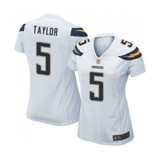 Women's Los Angeles Chargers 5 Tyrod Taylor Game White Football Jersey