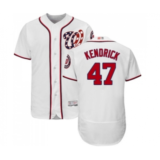 Men's Washington Nationals 47 Howie Kendrick White Home Flex Base Authentic Collection Baseball Jersey