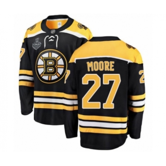 Men's Boston Bruins 27 John Moore Authentic Black Home Fanatics Branded Breakaway 2019 Stanley Cup Final Bound Hockey Jersey