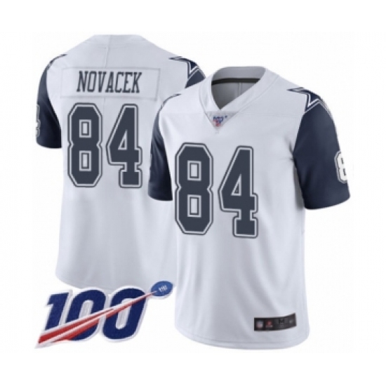 Men's Dallas Cowboys 84 Jay Novacek Limited White Rush Vapor Untouchable 100th Season Football Jersey