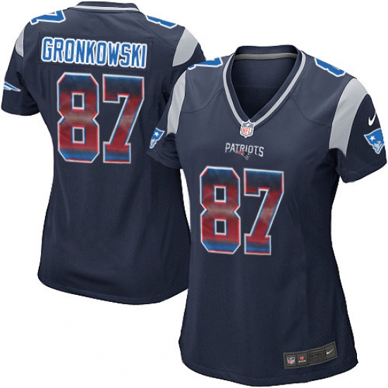 Women's Nike New England Patriots 87 Rob Gronkowski Limited Navy Blue Strobe NFL Jersey