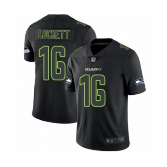 Men's Seattle Seahawks 16 Tyler Lockett Limited Black Rush Impact Football Jersey