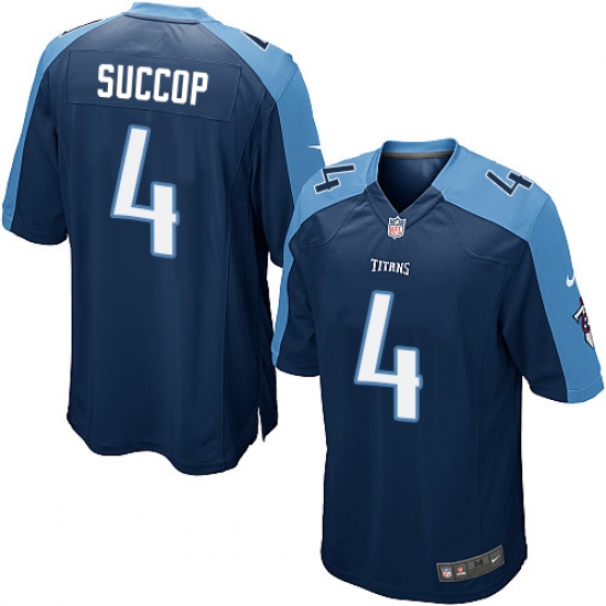 Men's Nike Tennessee Titans 4 Ryan Succop Game Navy Blue Alternate NFL Jersey