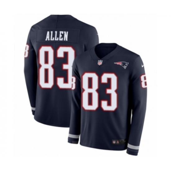 Youth Nike New England Patriots 83 Dwayne Allen Limited Navy Blue Therma Long Sleeve NFL Jersey