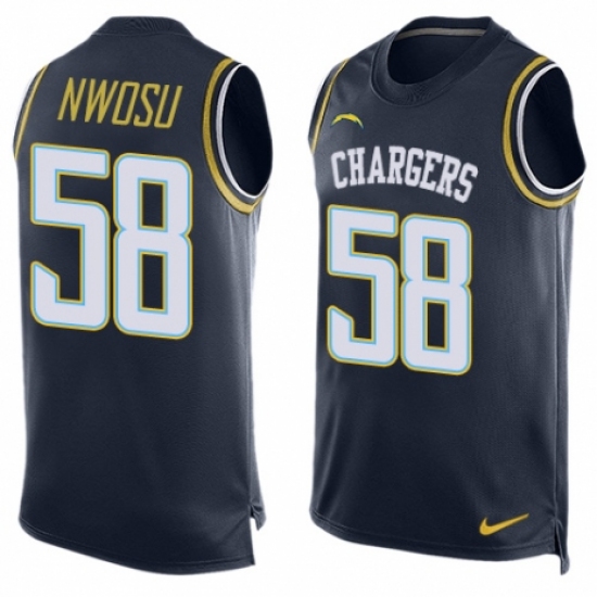 Men's Nike Los Angeles Chargers 58 Uchenna Nwosu Limited Navy Blue Player Name & Number Tank Top NFL Jersey