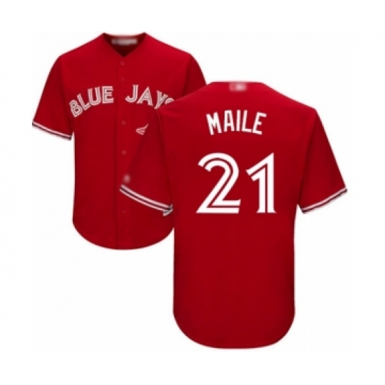 Youth Toronto Blue Jays 21 Luke Maile Authentic Scarlet Alternate Baseball Player Jersey