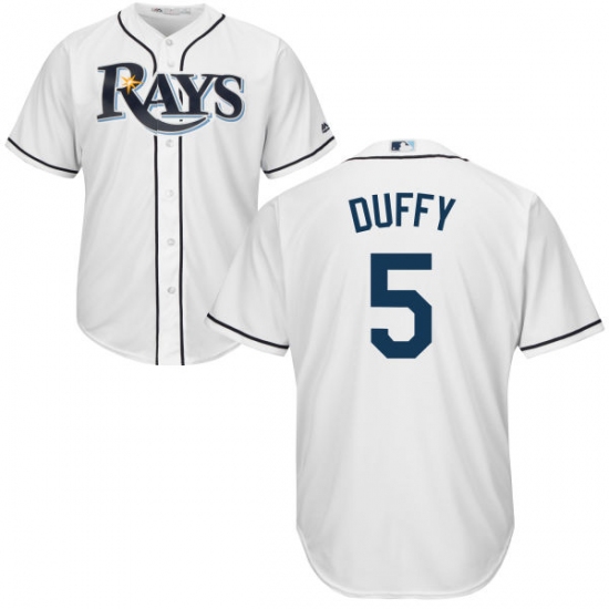 Men's Majestic Tampa Bay Rays 5 Matt Duffy Replica White Home Cool Base MLB Jersey