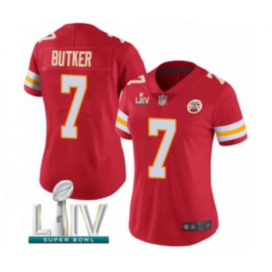 Women's Kansas City Chiefs 7 Harrison Butker Red Team Color Vapor Untouchable Limited Player Super Bowl LIV Bound Football Jersey