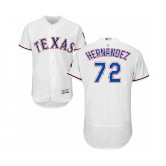 Men's Texas Rangers 72 Jonathan Hernandez White Home Flex Base Authentic Collection Baseball Player Jersey