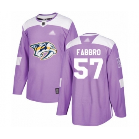 Youth Nashville Predators 57 Dante Fabbro Authentic Purple Fights Cancer Practice Hockey Jersey