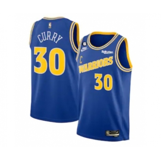 Men's Golden State Warriors 30 Stephen Curry Royal With No.6 Patch Stitched Jersey