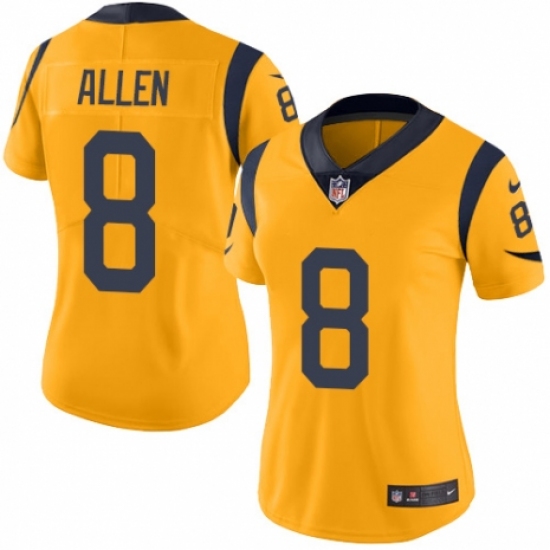 Women's Nike Los Angeles Rams 8 Brandon Allen Limited Gold Rush Vapor Untouchable NFL Jersey