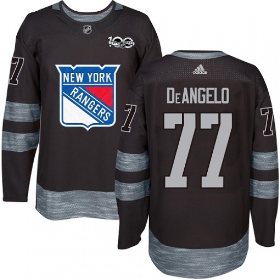 Men's Adidas New York Rangers 77 Anthony DeAngelo Authentic Black 1917-2017 100th Anniversary NHL Jersey