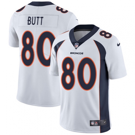 Men's Nike Denver Broncos 80 Jake Butt White Vapor Untouchable Limited Player NFL Jersey