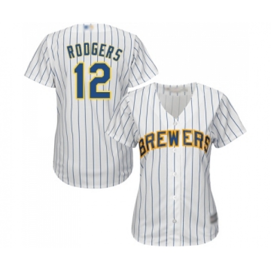 Women's Milwaukee Brewers 12 Aaron Rodgers Replica White Home Cool Base Baseball Jersey