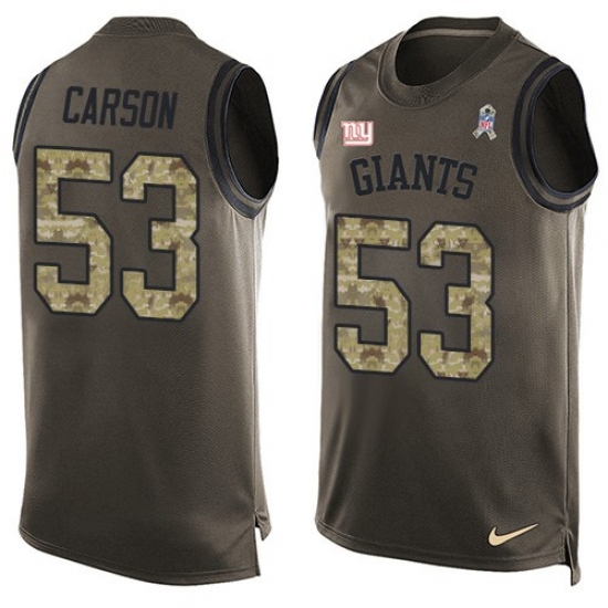 Men's Nike New York Giants 53 Harry Carson Limited Green Salute to Service Tank Top NFL Jersey