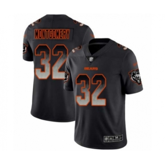 Men's Chicago Bears 32 David Montgomery Limited Black Smoke Fashion Football Jersey