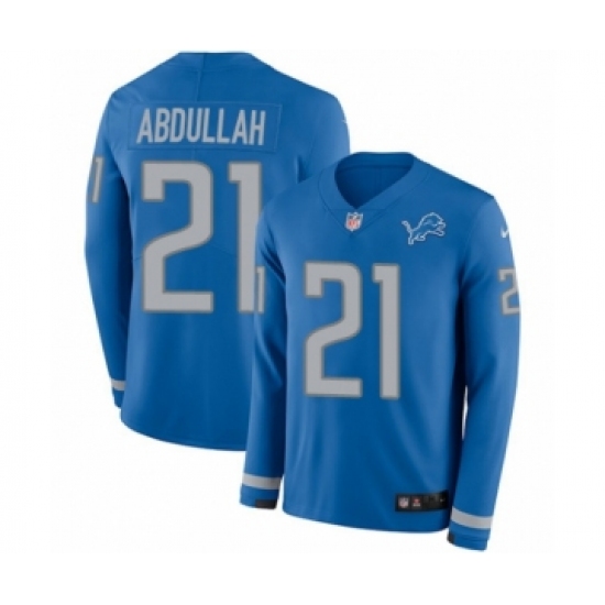 Men's Nike Detroit Lions 21 Ameer Abdullah Limited Blue Therma Long Sleeve NFL Jersey