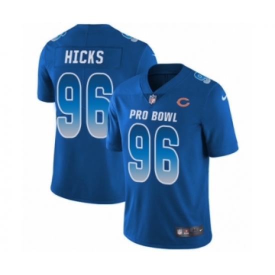 Men's Nike Chicago Bears 96 Akiem Hicks Limited Royal Blue NFC 2019 Pro Bowl NFL Jersey