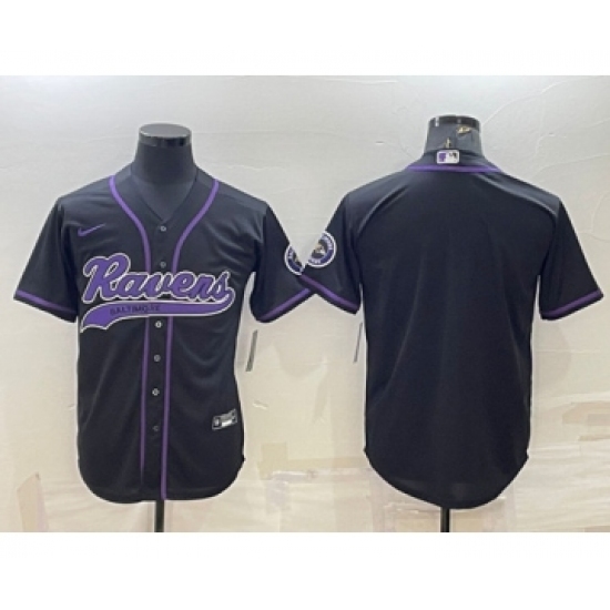 Men's Baltimore Ravens Blank Black With Patch Cool Base Stitched Baseball Jersey