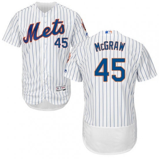 Men's Majestic New York Mets 45 Tug McGraw White Home Flex Base Authentic Collection MLB Jersey