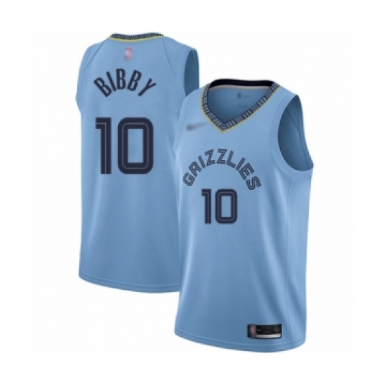 Men's Memphis Grizzlies 10 Mike Bibby Authentic Blue Finished Basketball Jersey Statement Edition