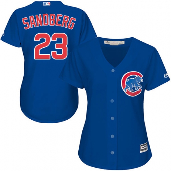 Women's Majestic Chicago Cubs 23 Ryne Sandberg Authentic Royal Blue Alternate MLB Jersey