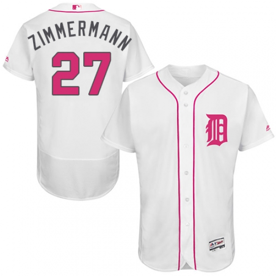 Men's Majestic Detroit Tigers 27 Jordan Zimmermann Authentic White 2016 Mother's Day Fashion Flex Base MLB Jersey