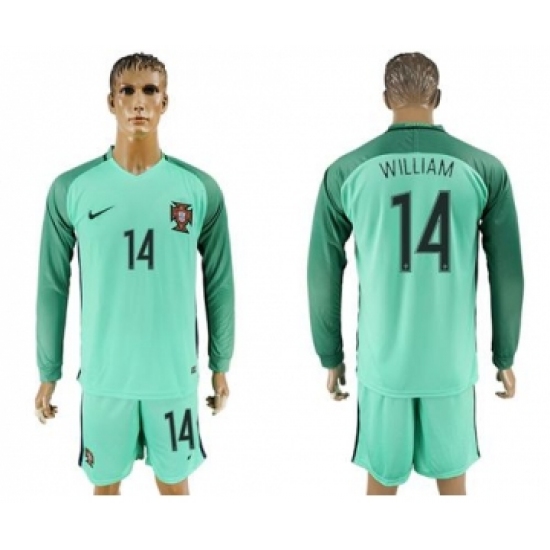 Portugal 14 William Away Long Sleeves Soccer Country Jersey