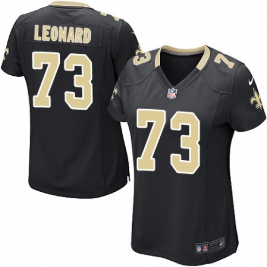 Women's Nike New Orleans Saints 73 Rick Leonard Game Black Team Color NFL Jersey