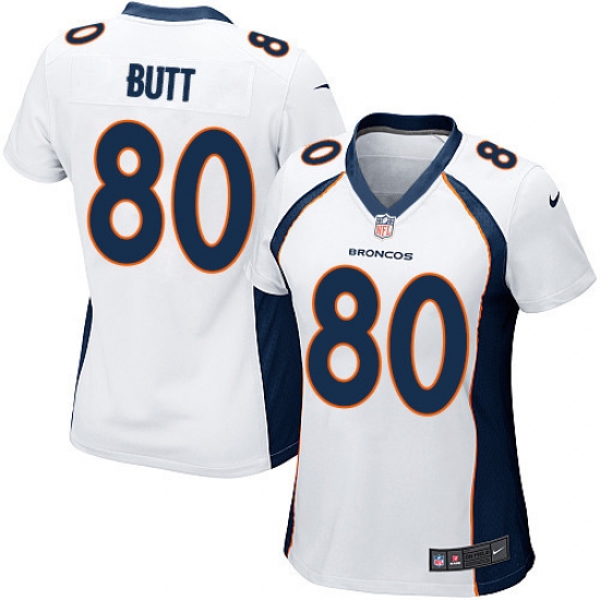 Women's Nike Denver Broncos 80 Jake Butt Game White NFL Jersey